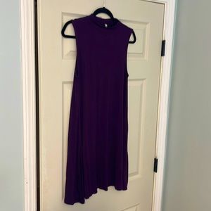 Purple mock neck sleeveless dress